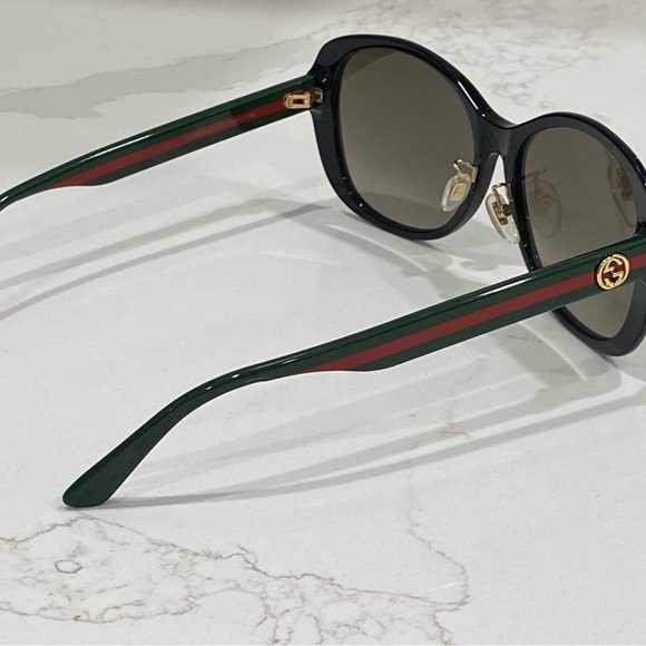 Gucci GG 0849SK 001 Black Green/Brown Gradient Round Sunglasses - Picture 5 of 13